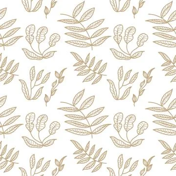 Seamless Cream Floral Pattern on White Background Stock Illustration