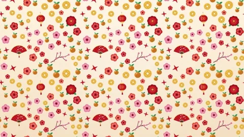 Seamless cream pattern of plum blossoms Vídeos de archivo 348257637
