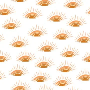 Seamless creative pattern of the sun at sunset or sunrise. Vector pattern for Stock Illustration