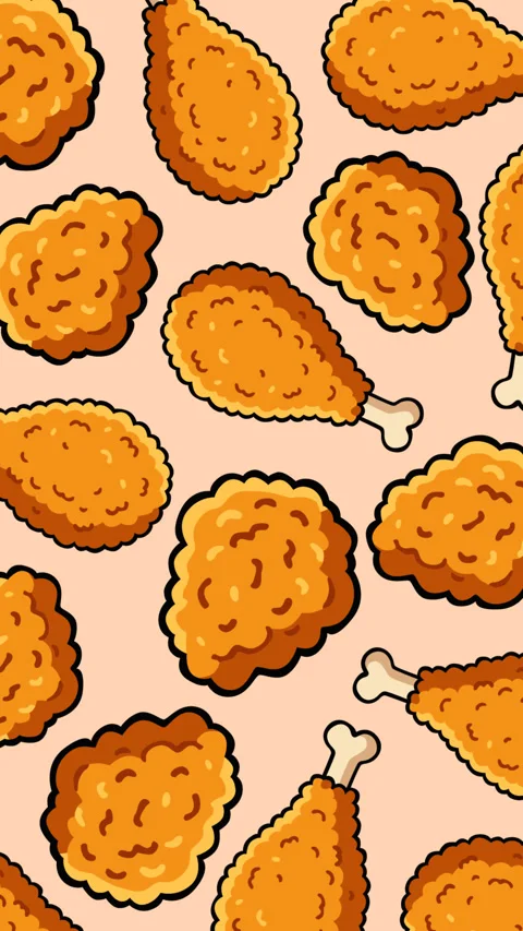 Seamless Crispy Fried Chicken Drumsticks and Nuggets Pattern Loop Animation 動画素材 336942009