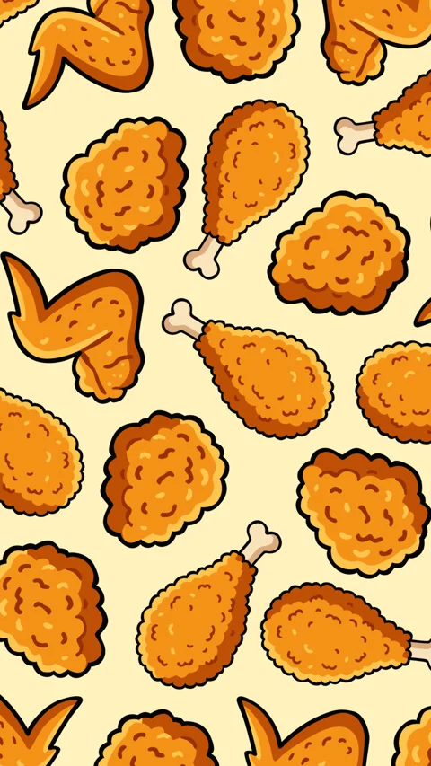 Seamless Crispy Fried Chicken Pattern on Light Background Loop Animation Stock Footage 336942017