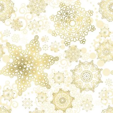 Seamless Cristmas background. Vector  New Year pattern. Gold snowflakes on the Illustrazione stock