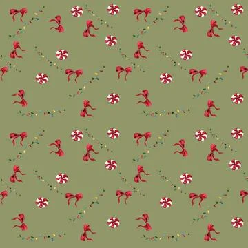 Seamless Cristmas pattern. Watercolor hand drawn illustration. Winter holid.. Stock Illustration