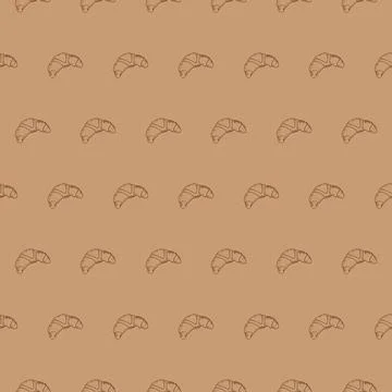 Seamless croissant pattern, vector food ingredients background Stock Illustration