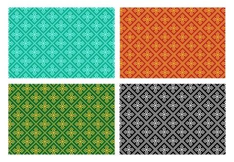 Seamless cross pattern in pixel vector design Stock Illustration