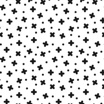Seamless cross pattern in retro memphis style, fashion 80s - 90s. Abstract Ilustração Stock
