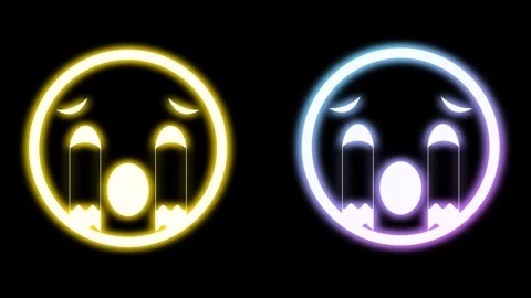 Seamless crying emoji icon on black background Stockbeeldmateriaal 270451105