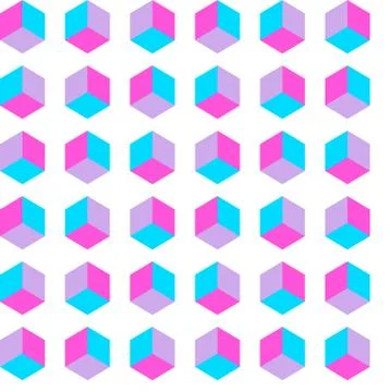 Seamless cube pattern, gradient pop art, vector Stock Illustration