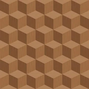 Seamless Cube Pattern Wooden Cubes 3D Parquet Stock Illustration