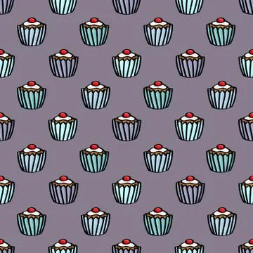 Seamless cupcake background Stock Illustration