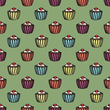 Seamless cupcake background Stock Illustration