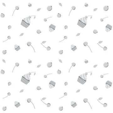 Seamless Cupcake Pale Pattern Stock Illustration