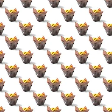 Seamless cupcake pattern in chocolate on a white background Foto stock