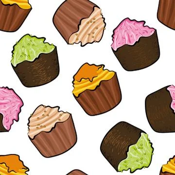 Seamless cupcake pattern Illustrazione stock
