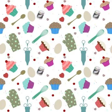 Seamless cupcakes Stock Illustration