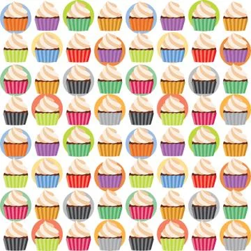 Seamless Cupcakes Sweet Pattern Stock Illustration