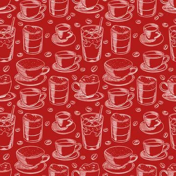 Seamless cups of coffee Stock Illustration