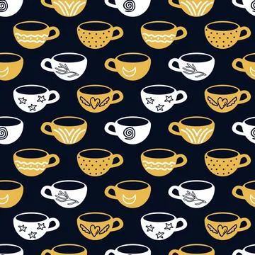 Seamless cups pattern Stock Illustration
