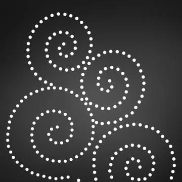 Seamless curly dot pattern, black background. Stock Illustration