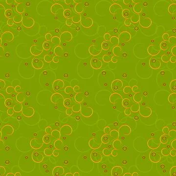 Seamless of curly yellow pattern with red circles Stock Illustration