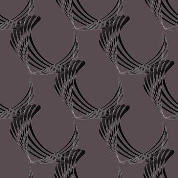 Seamless curved stripes pattern brown black with white outlines Stock Illustration