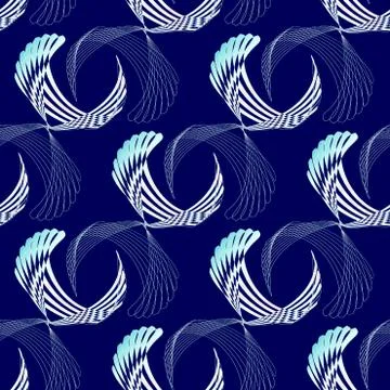 Seamless curved stripes pattern dark blue turquoise Stock Illustration