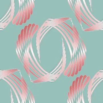 Seamless curved stripes pattern pastel red pink white on pale green Stock Illustration
