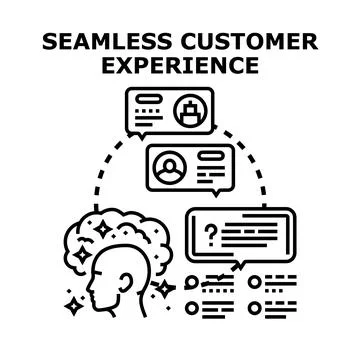 Seamless customer experience connecting customer data and interaction Stock Illustration