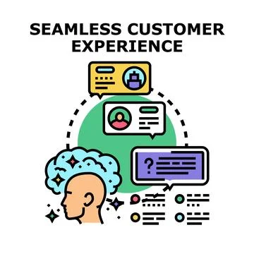 Seamless customer experience connecting customer data and interaction Stock Illustration