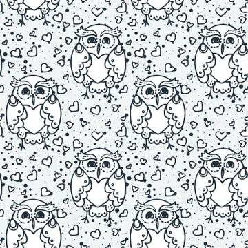 Seamless cute childish pattern with hand drawn cute animals. Creative doodle  Stock Illustration