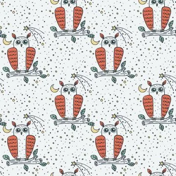 Seamless cute childish pattern with hand drawn cute animals. Creative doodle  Stock Illustration