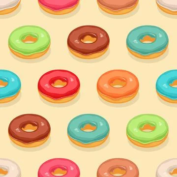 Seamless cute donuts Stock Illustration