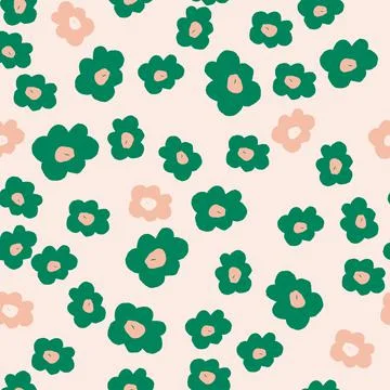 Seamless cute doodle flower pattern background , greeting card Stock Illustration