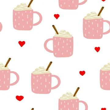 Seamless Cute Eggnog vector pattern Stock Illustration