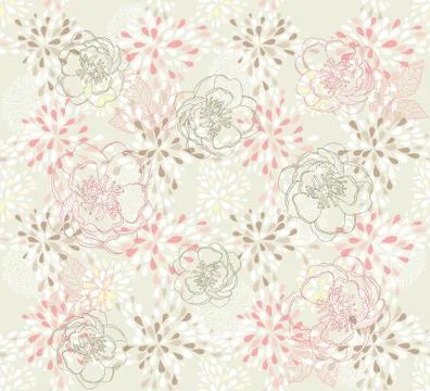 Seamless cute floral pattern. background with spring or summer flowers. Illustrazione stock