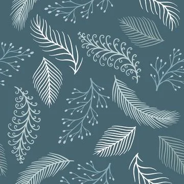 Seamless cute floral vector pattern with plant and flowers. Flower background. イラスト素材