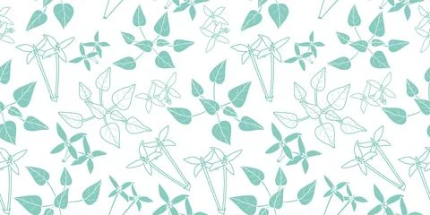 Seamless cute floral vector pattern. Floral background. Pastel blue color. Stock Illustration