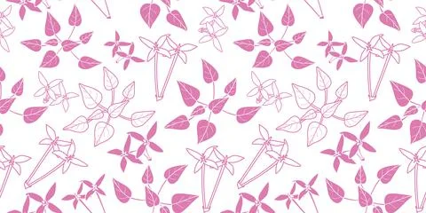 Seamless cute floral vector pattern. Floral background. Pink color. Stock Illustration