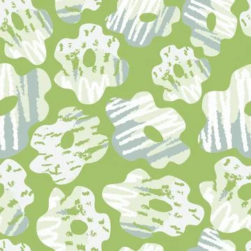 Seamless cute flowers pattern on green background , greeting card or fabric Stock Illustration