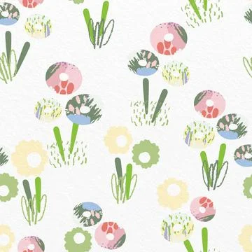 Seamless cute flowers pattern on paper background , greeting card or fabric Stock Illustration