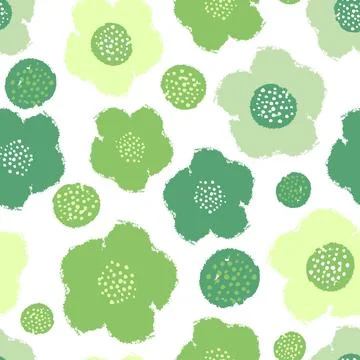 Seamless cute green flowers pattern background , greeting card or fabric Stock Illustration