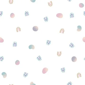 Seamless cute hand draw multicour and glitter elements from geometry shape  p Stock Illustration