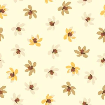 Seamless cute hand drawn tiny wild flowers background , greeting card or fabr Stock Illustration