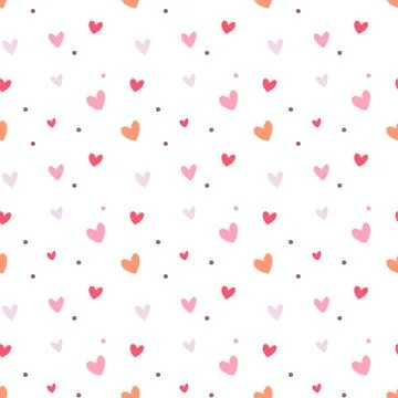 Seamless Cute Heart Pattern Romantic Vector Background for Valentine s Day and 스톡 일러스트