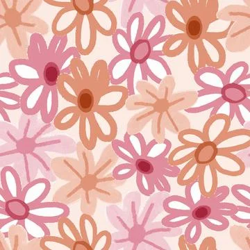 Seamless cute mess flowers pattern background , greeting card or fabric Stock Illustration