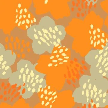 Seamless cute orange flower pattern background Stock Illustration