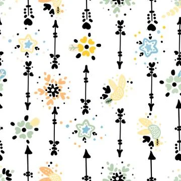 Seamless cute pattern Arrows with flowers Stock Illustration