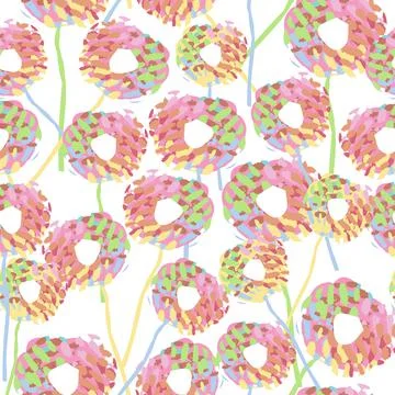 Seamless cute pattern background with mixed dot flowers , greeting card or fa Stock Illustration