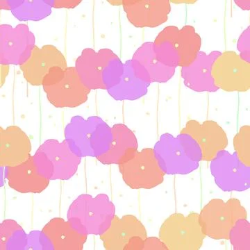 Seamless cute pattern background with mixed colourful flowers , greeting card Stock Illustration