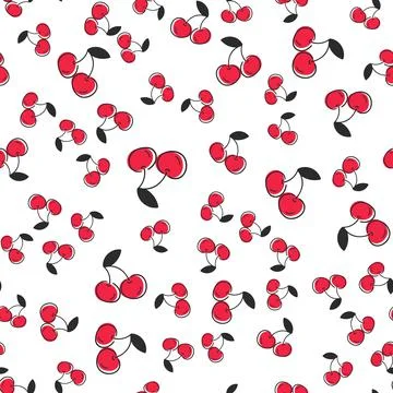 Seamless cute pattern with cherry on white background Stock Illustration